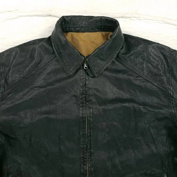 Missani Le Collezioni Reversible Leather Jacket Cashmere Wool Blend Mens 2XL